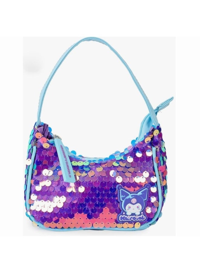 Kuromi Iridescent Sequin Shoulder Bag for Girls – Glitter Mini Handbag with Zipper - Image 4